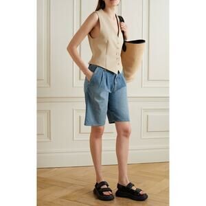 Nili Lotan Women’s Faded Wash Julie Trouser Denim Shorts 27